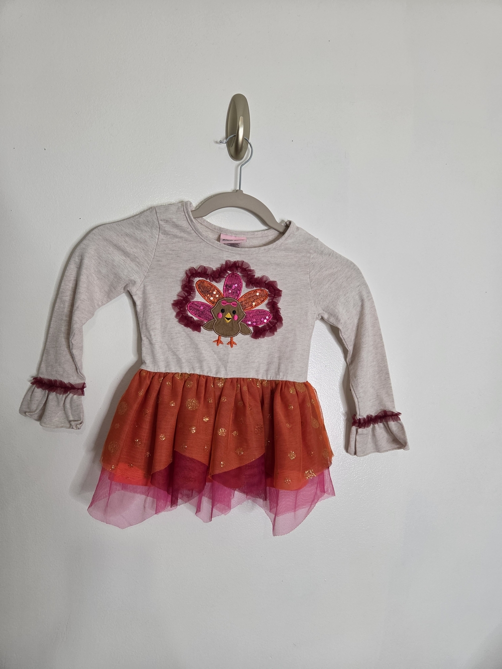 Little Lass Girls Size 5 Thanksgiving Turkey Tulle Peplum Top Sequin Tutu
